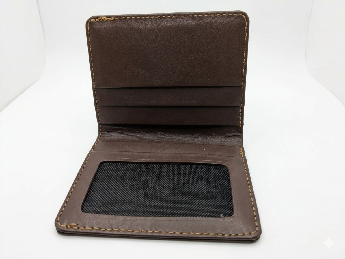 "the heritage bi fold: premium handcrafted leather wallet" Genuine-brown-leather-wallet-inside-slots