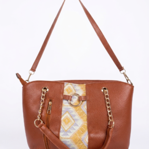 Cart "sophisticated tan leather satchel – textured boho chic design"