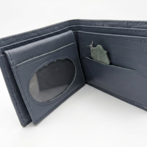 Cart "men’s luxury blue textured leather wallet with id window"